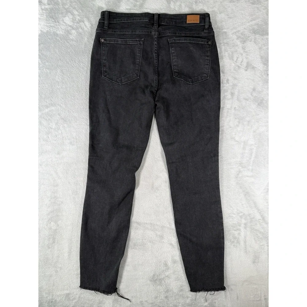 Judy Blue‎ Jeans Womens 11/30 Black Destroyed Mid Rise Skinny